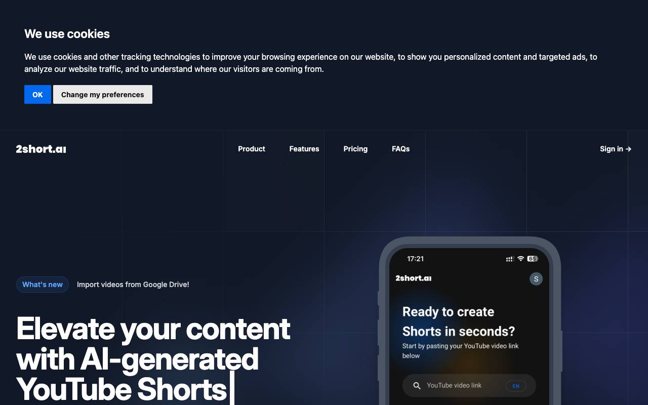 2short.ai homepage