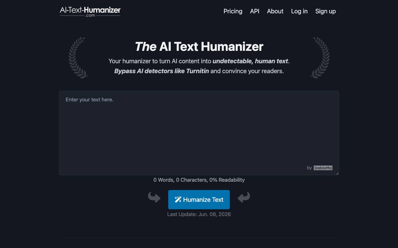 AI Text Humanizer homepage