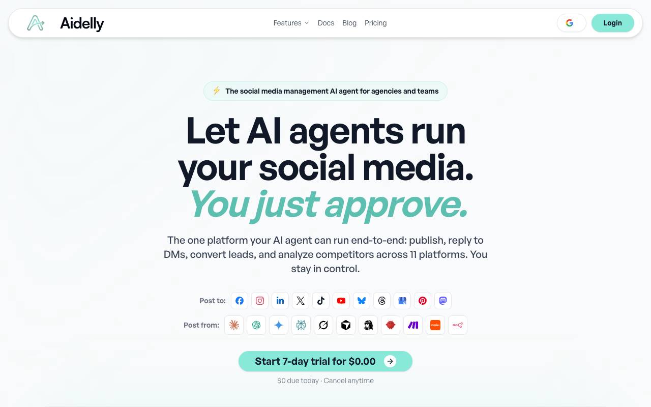 Aidelly homepage