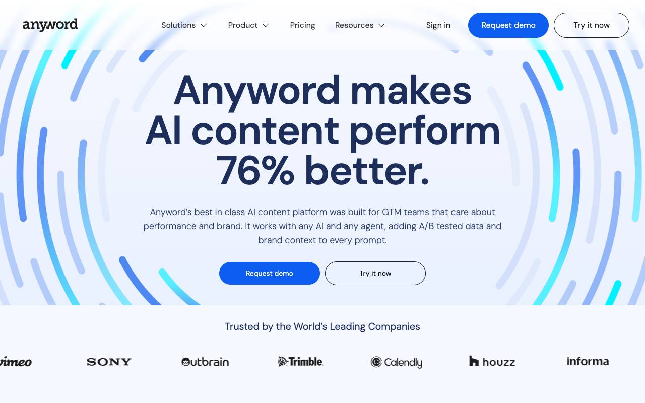 Anyword homepage
