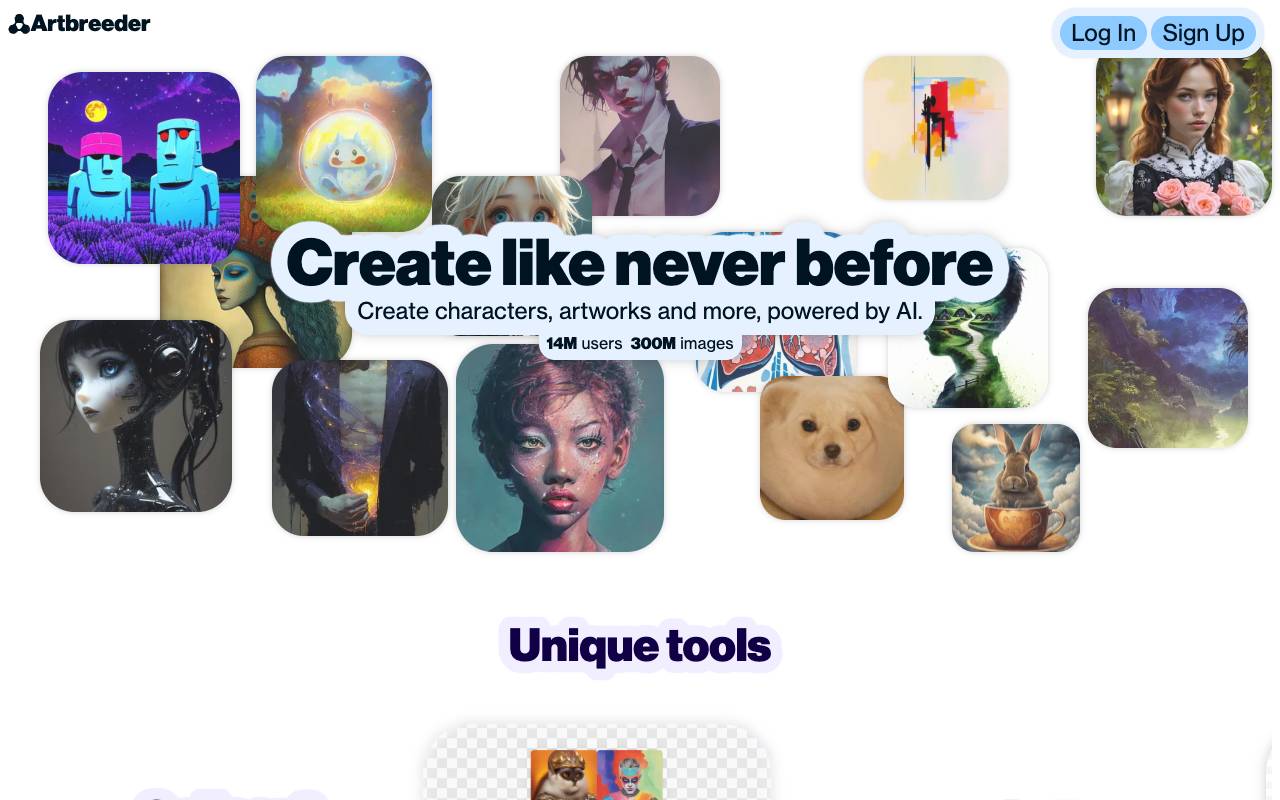 Artbreeder homepage