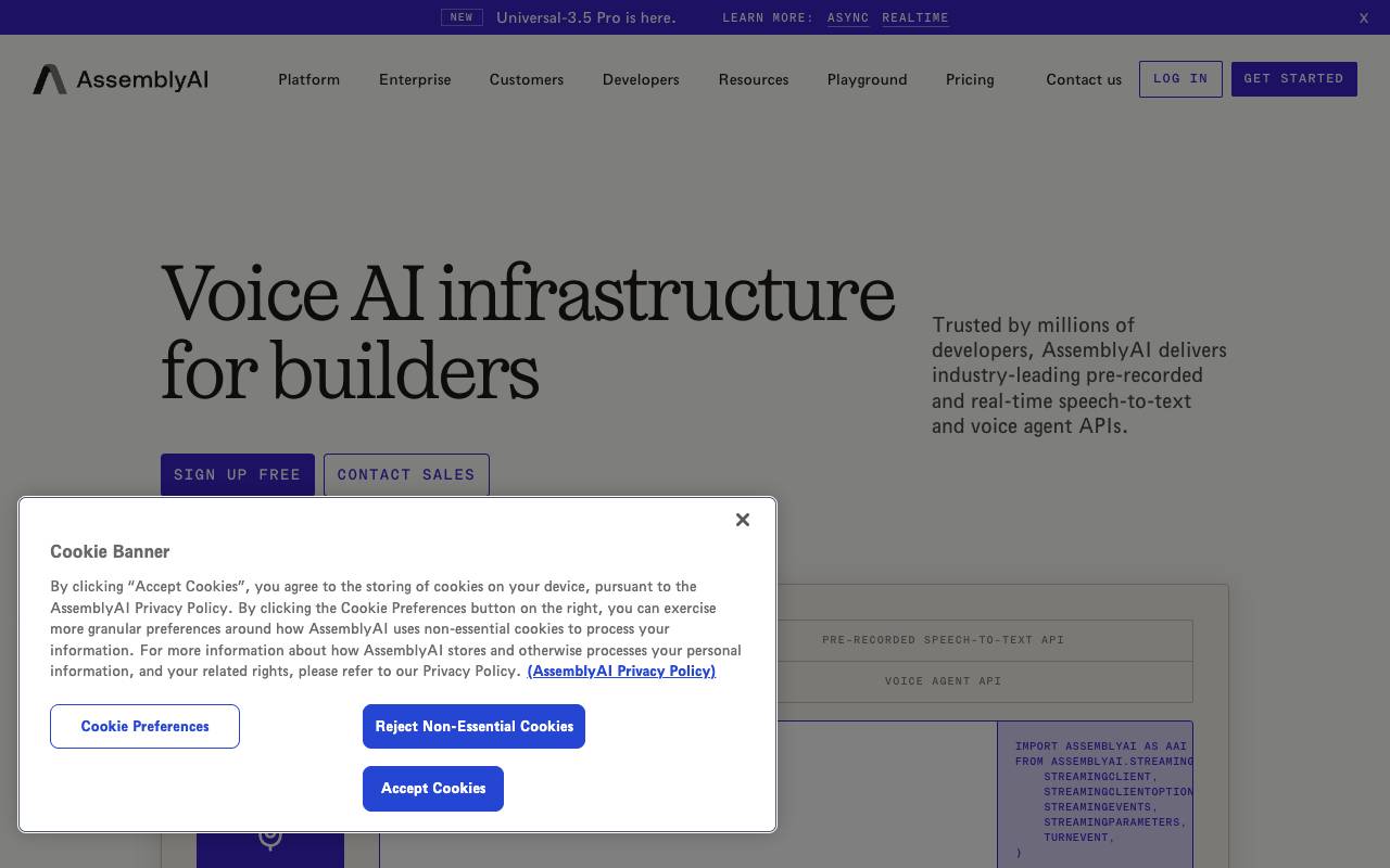 AssemblyAI homepage