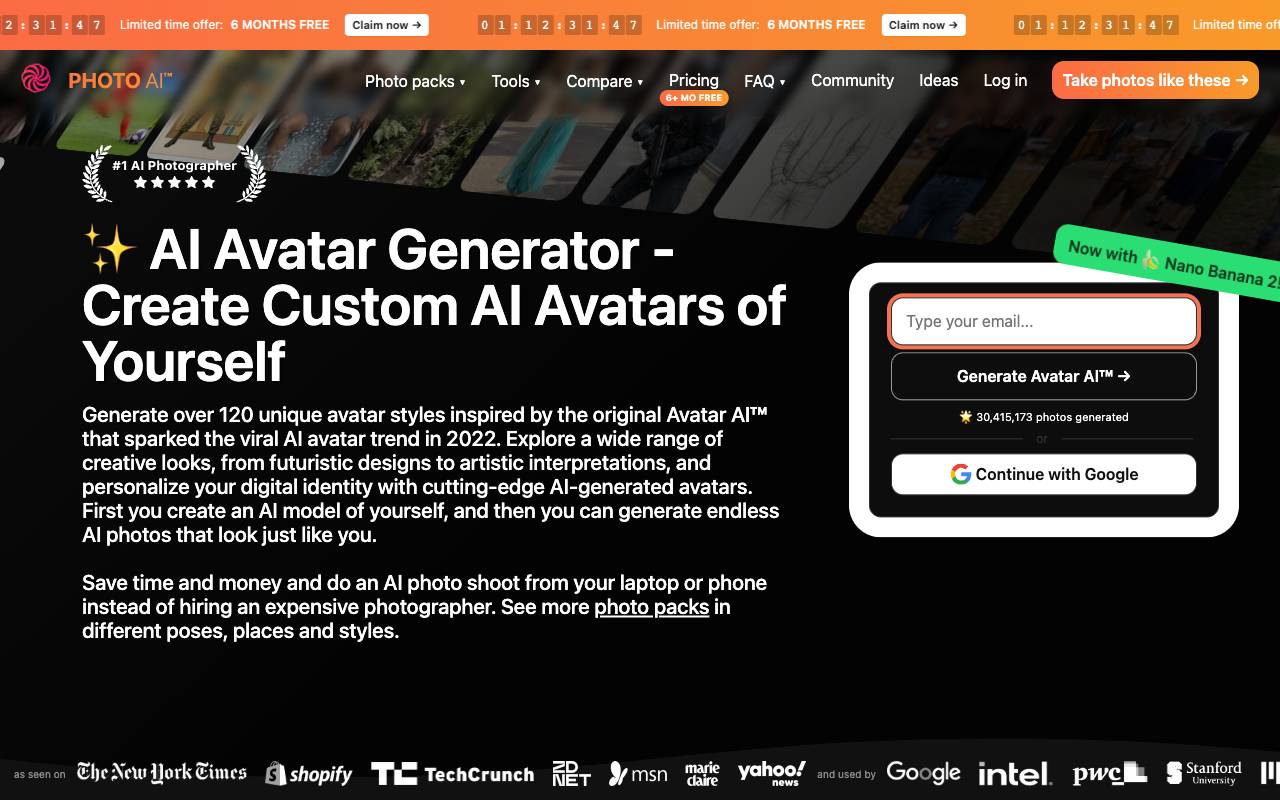 Avatar AI homepage