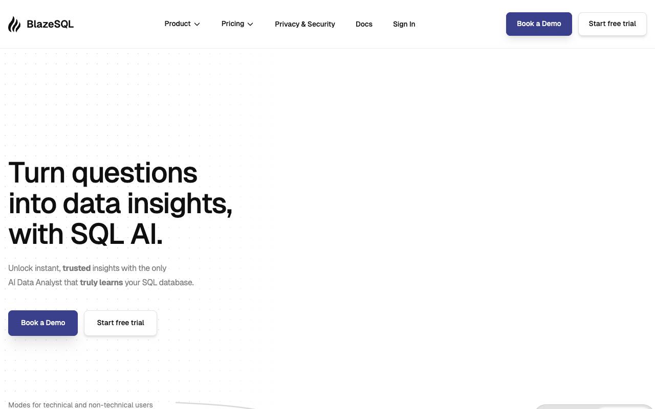 Blaze SQL homepage