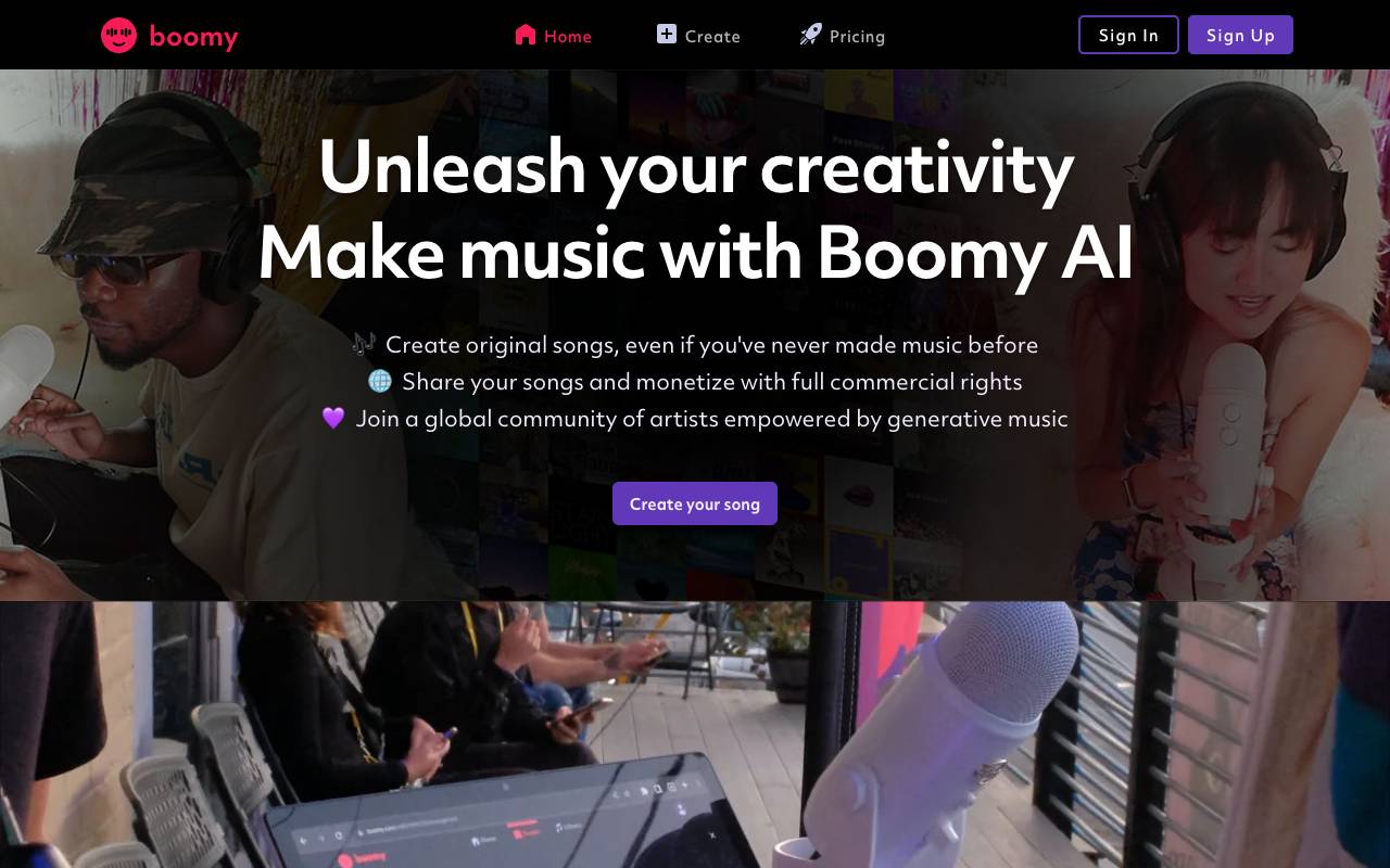 Boomy homepage