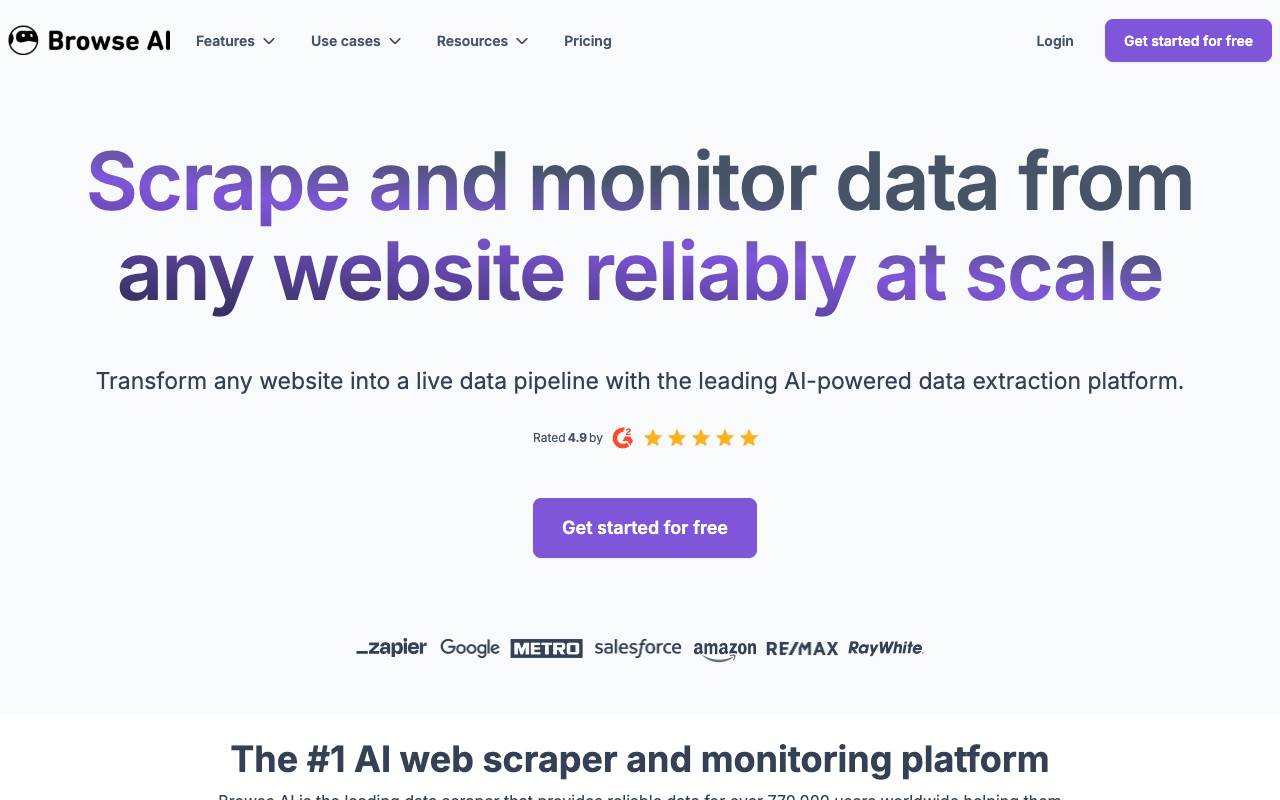 Browse AI homepage