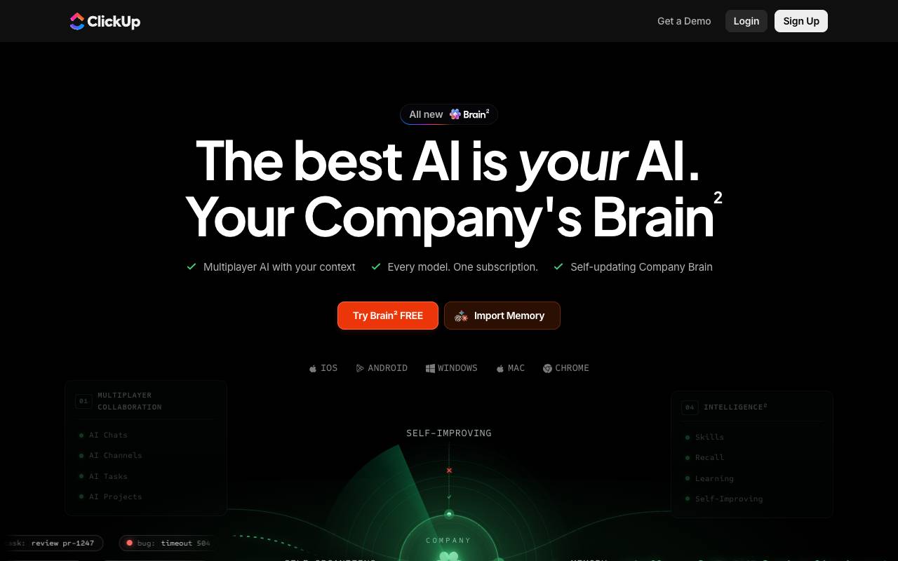 ClickUp homepage