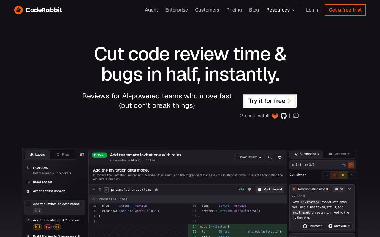 CodeRabbit homepage