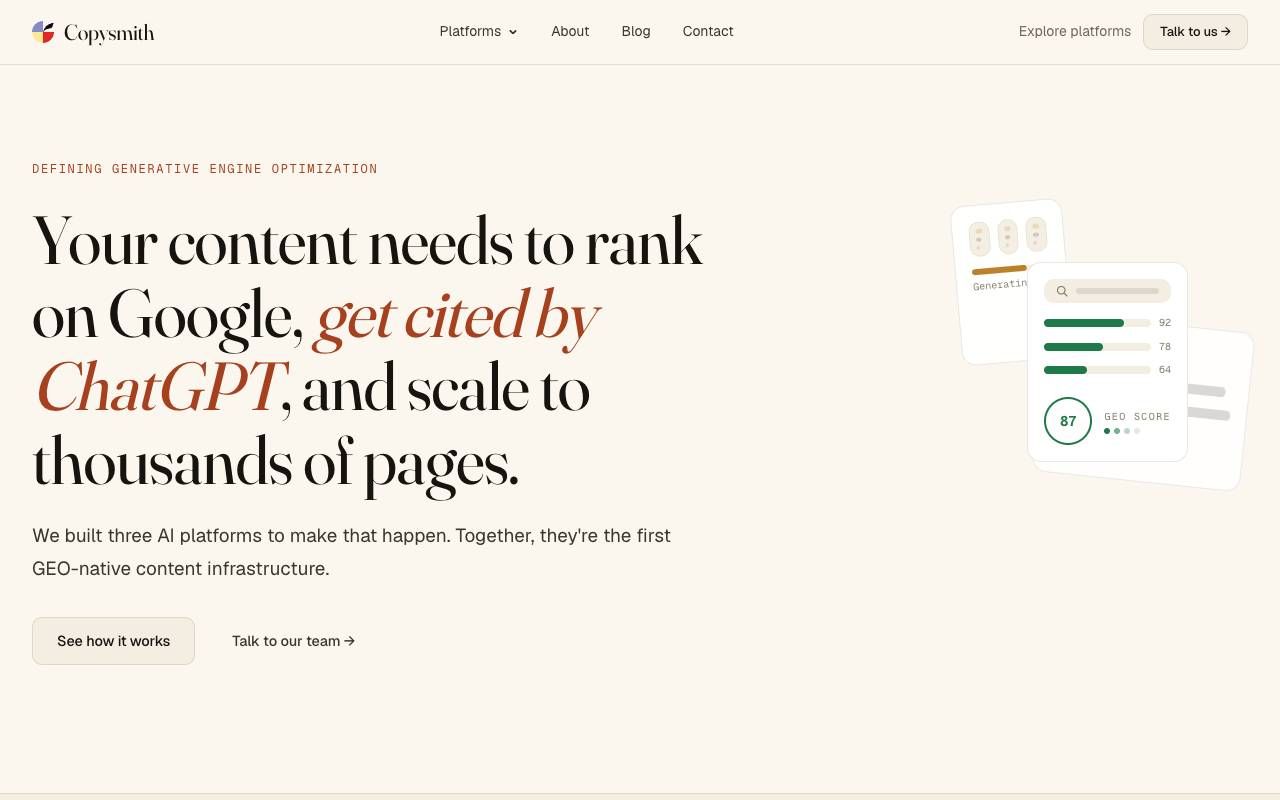 Copysmith homepage