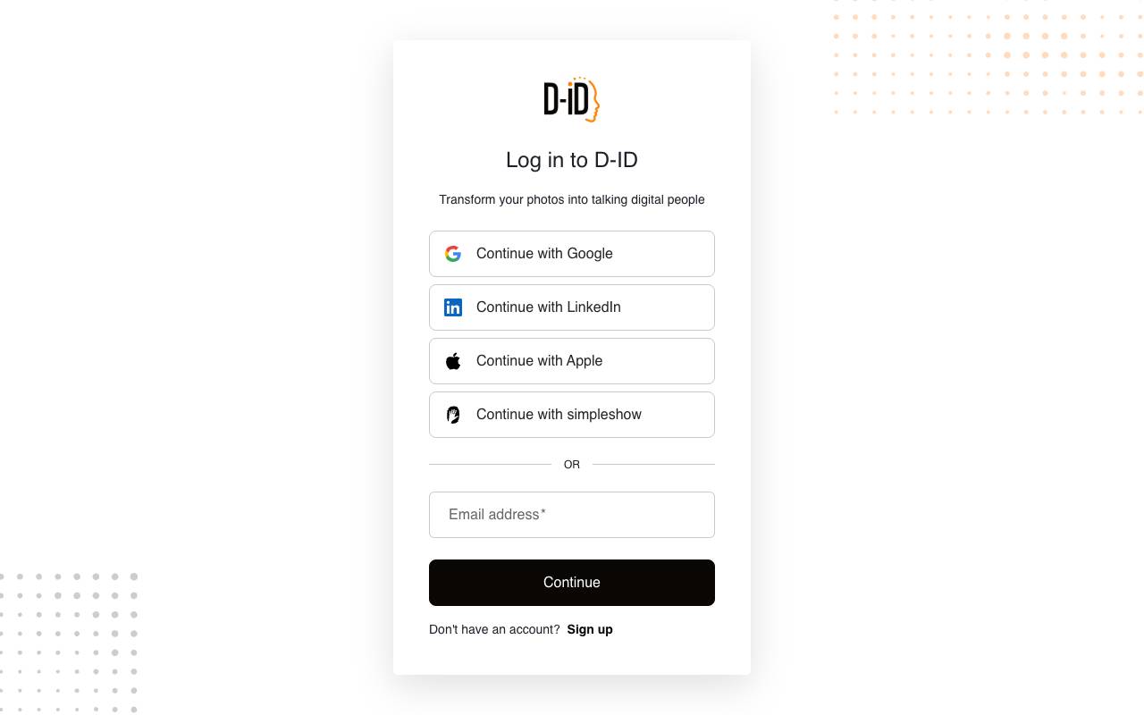Creative Reality Studio (D-ID) homepage