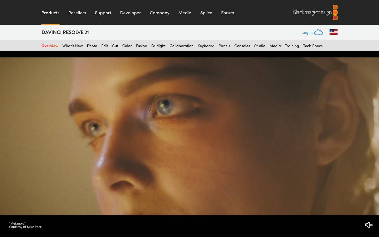 DaVinci Resolve homepage