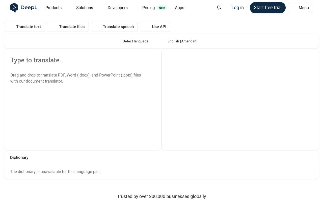 DeepL Translator homepage