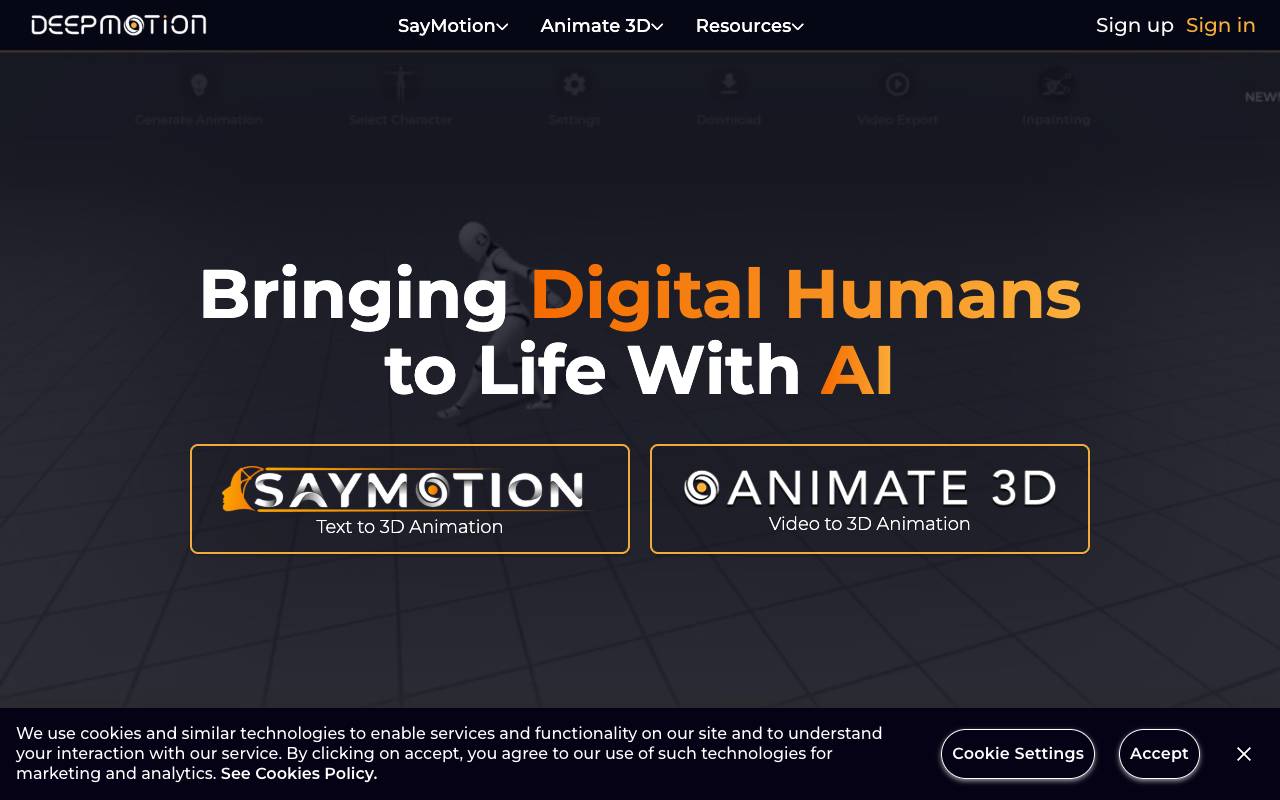 DeepMotion homepage