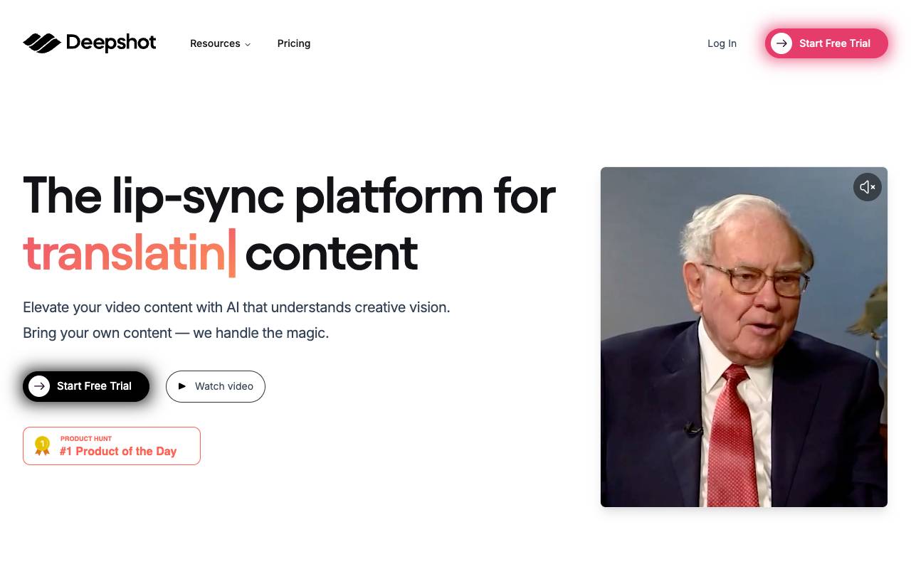 Deepshot AI homepage