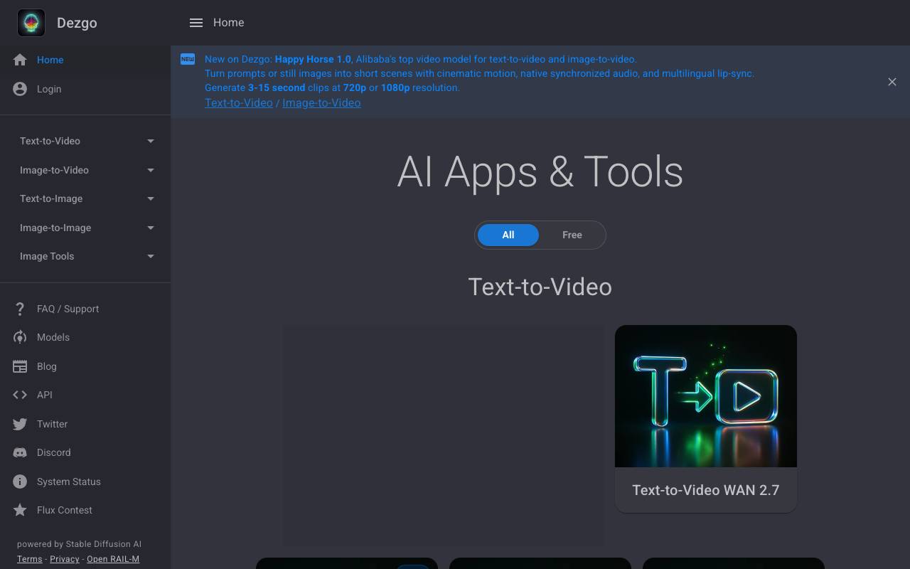 Dezgo homepage