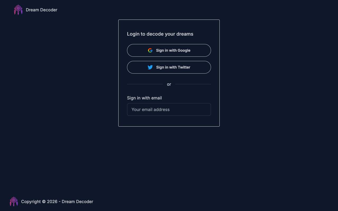 Dream Decoder homepage