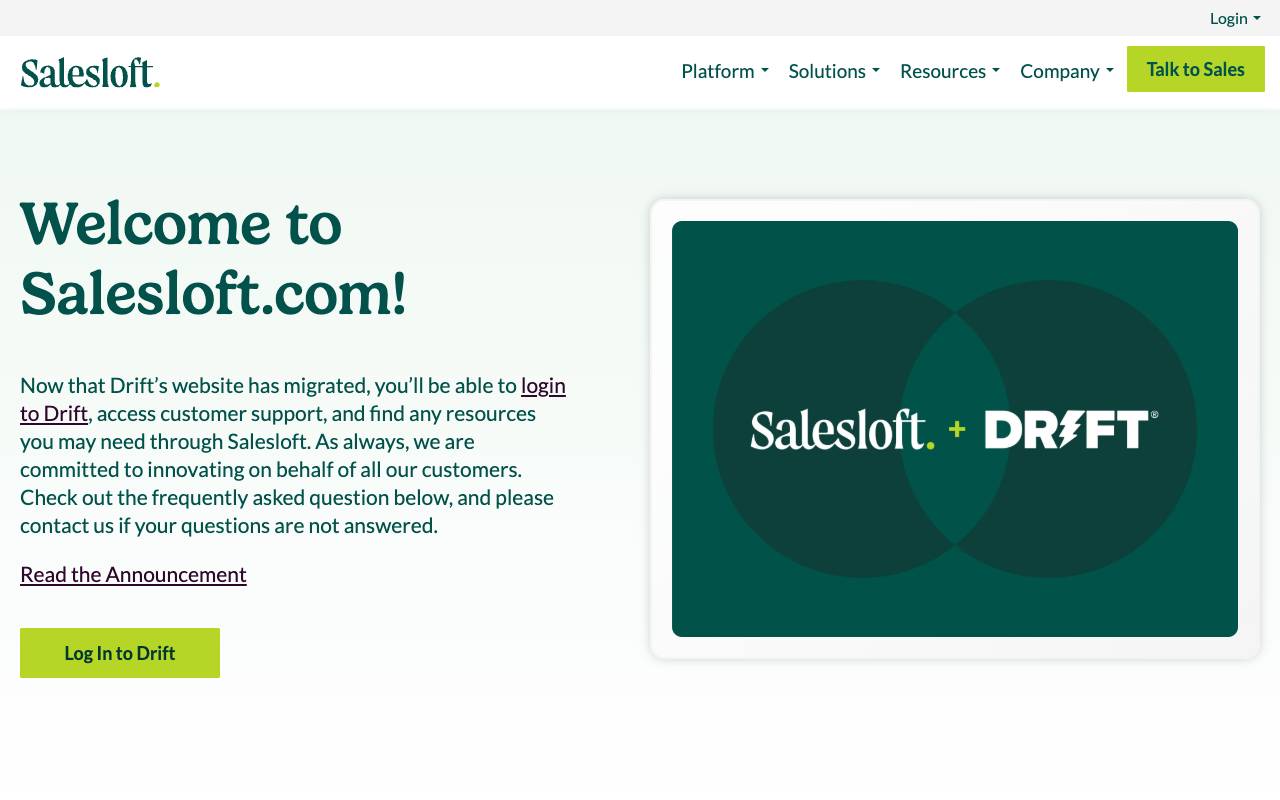 Drift homepage