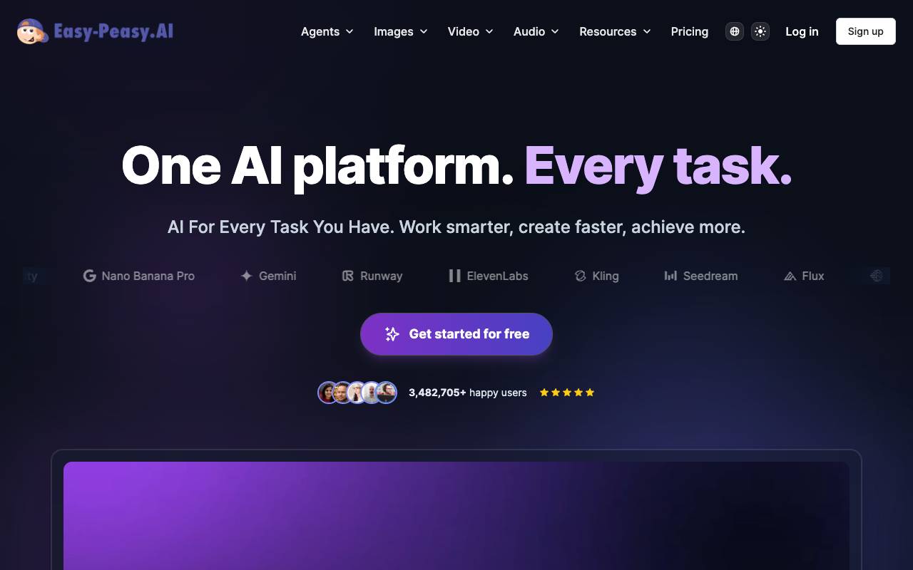 Easy Peasy AI homepage