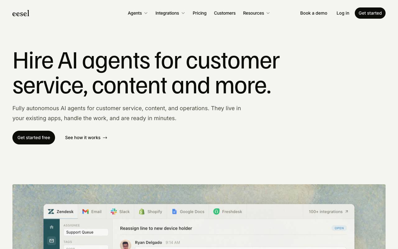 eesel AI homepage