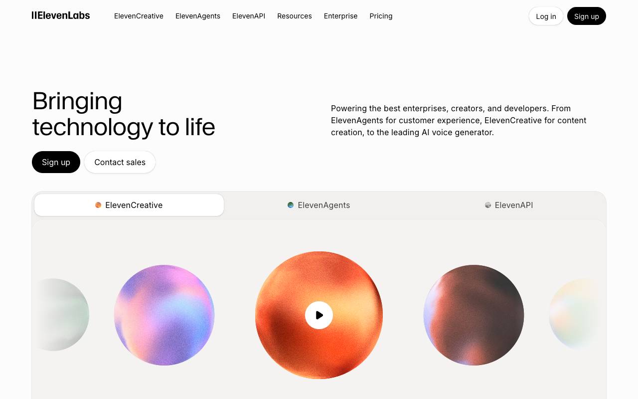 ElevenLabs homepage