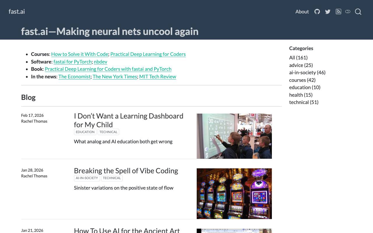 Fast.ai homepage
