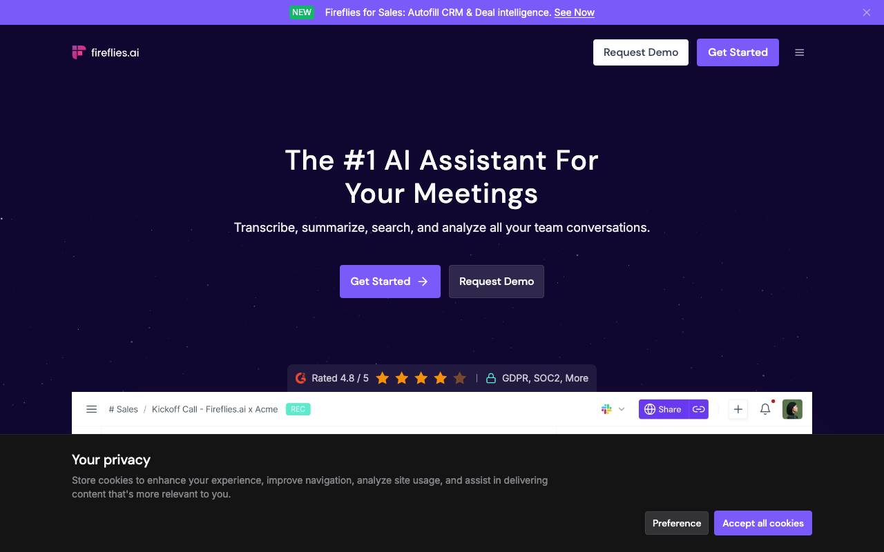Fireflies.ai homepage