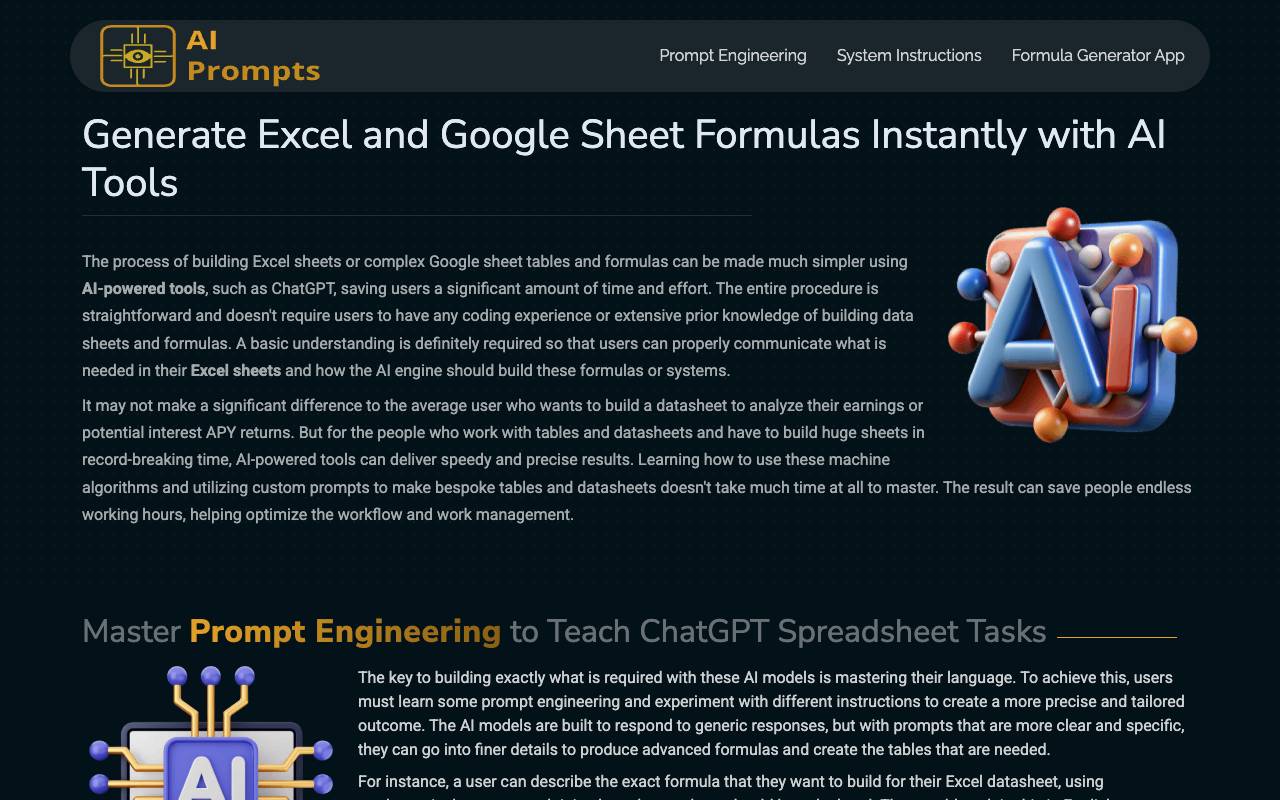 Formula Generator homepage