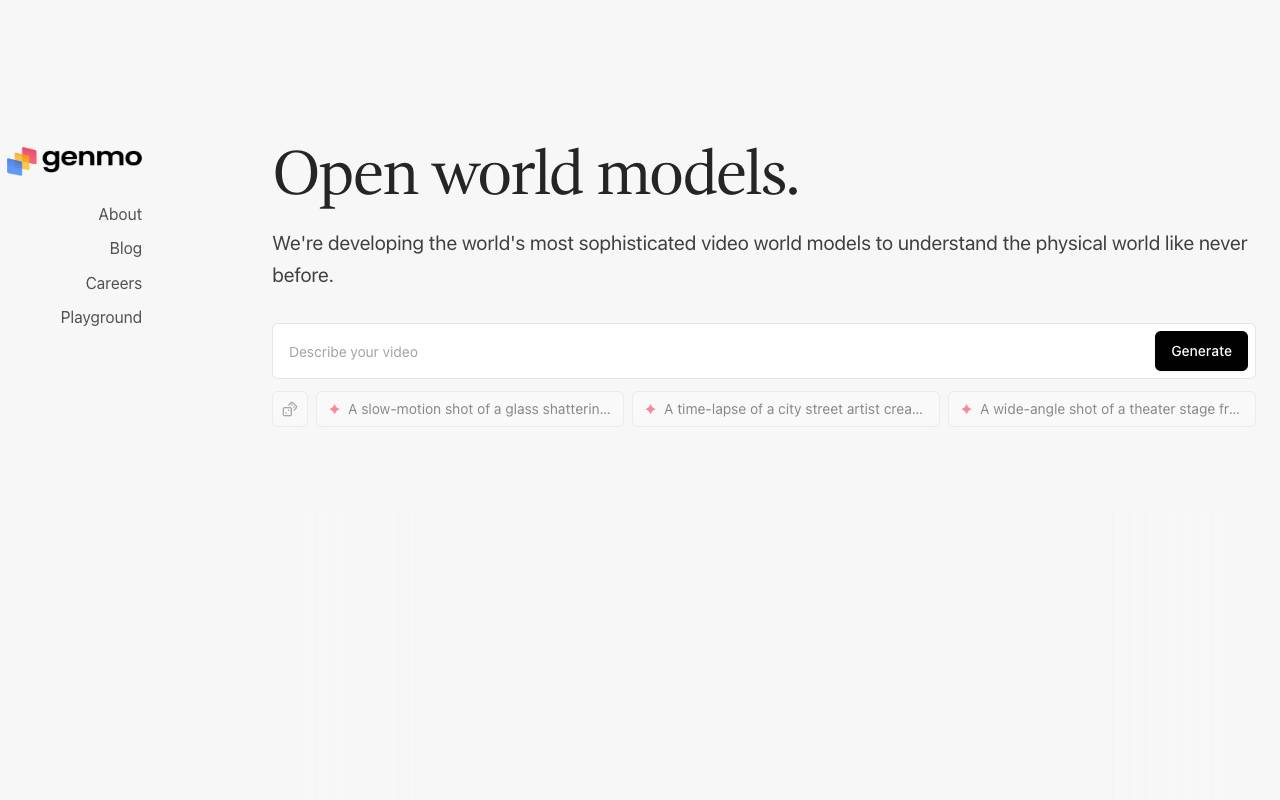 Genmo AI homepage