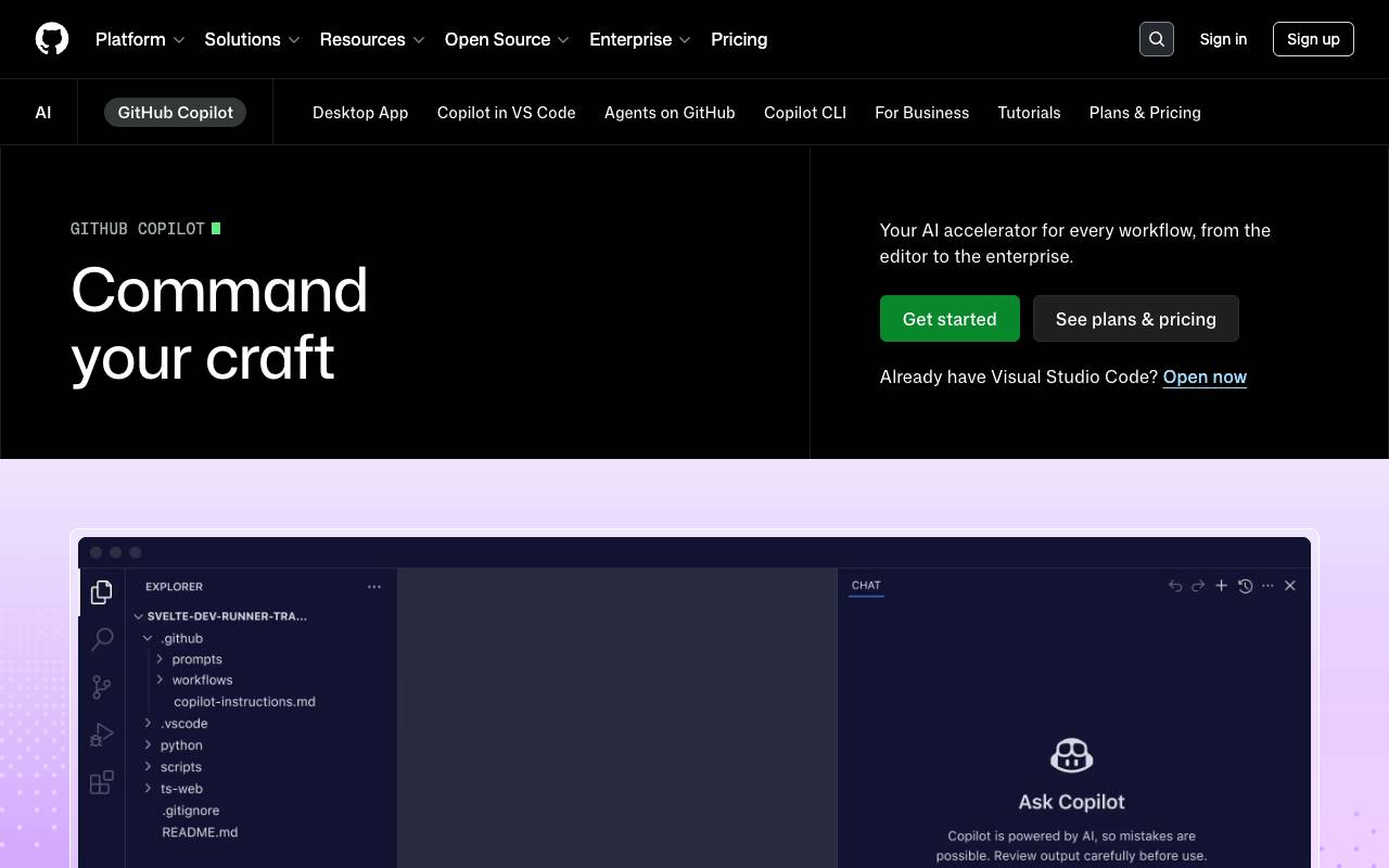 GitHub Copilot homepage