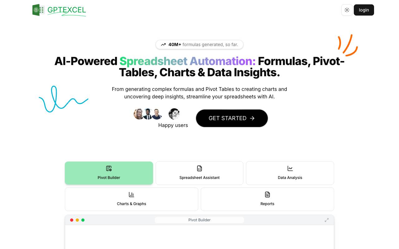 GPTExcel homepage