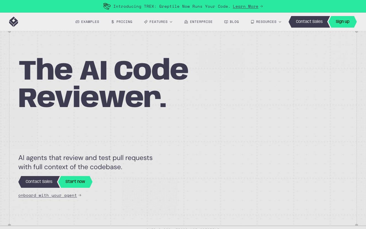 Greptile homepage