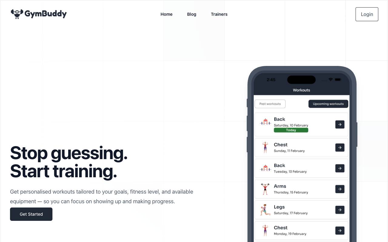 GymBuddy AI homepage
