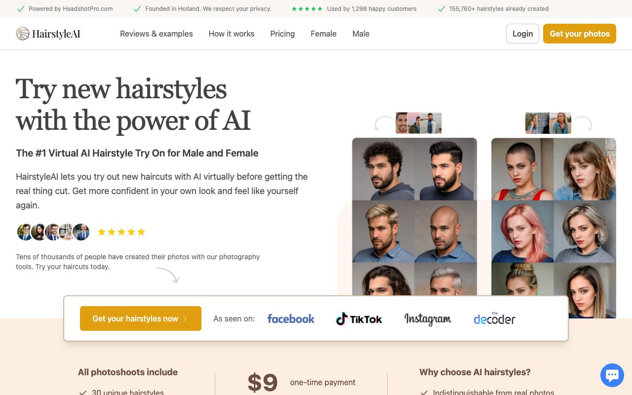 HairstyleAI homepage