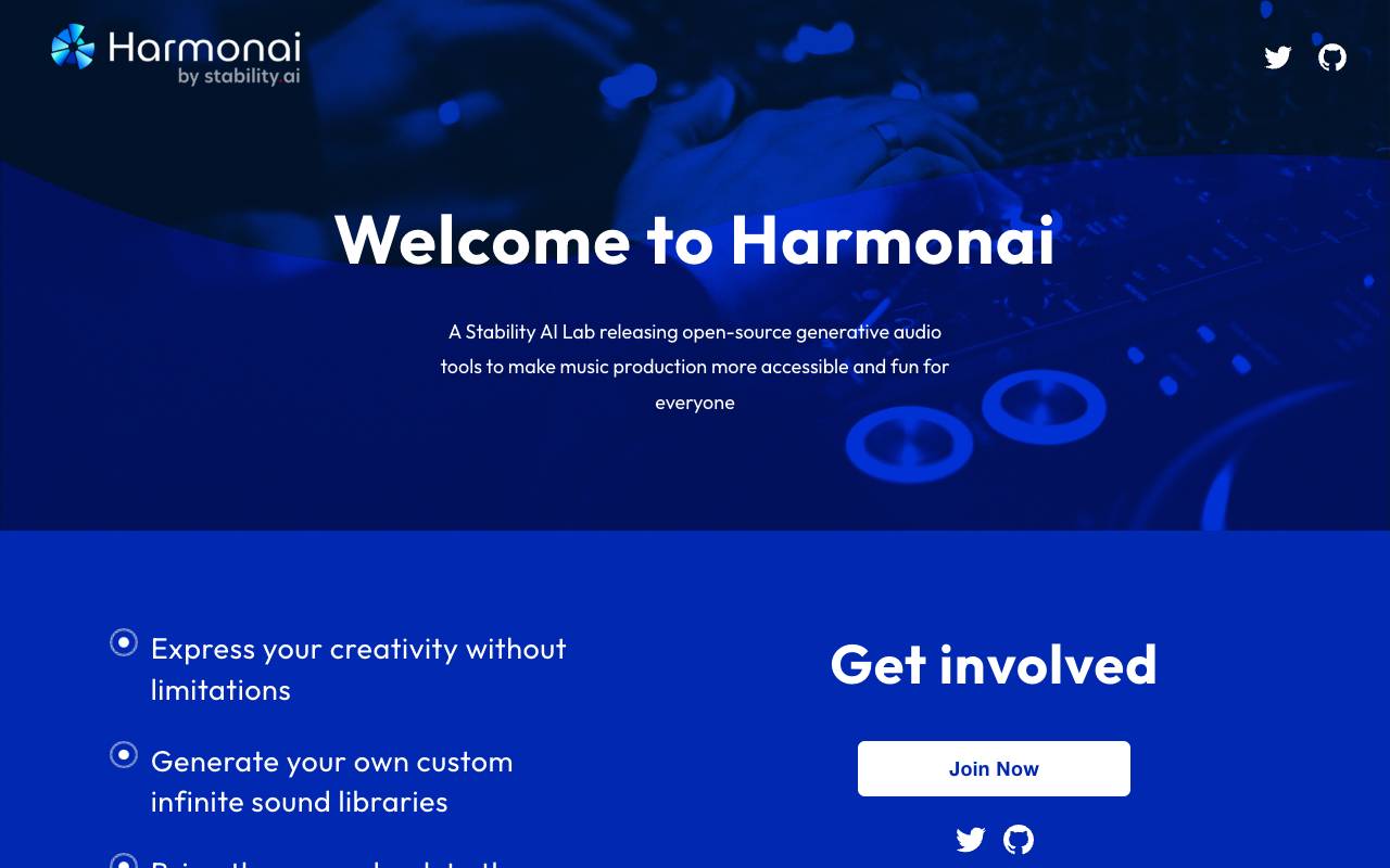 HarmonAI homepage