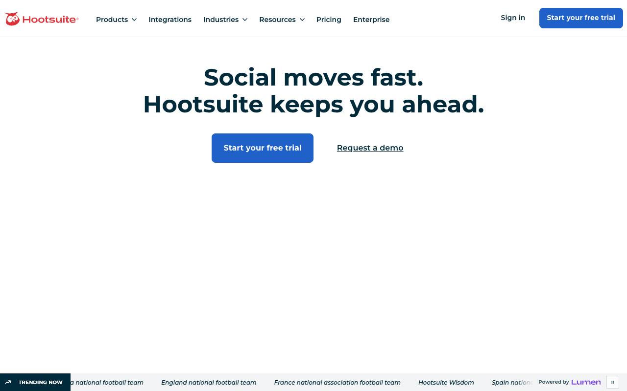 Hootsuite homepage
