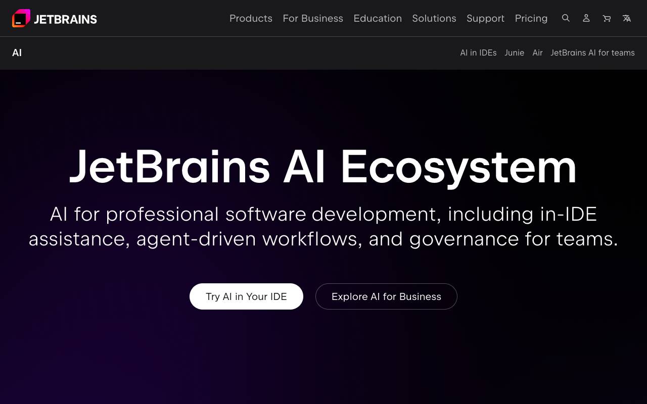 JetBrains AI homepage