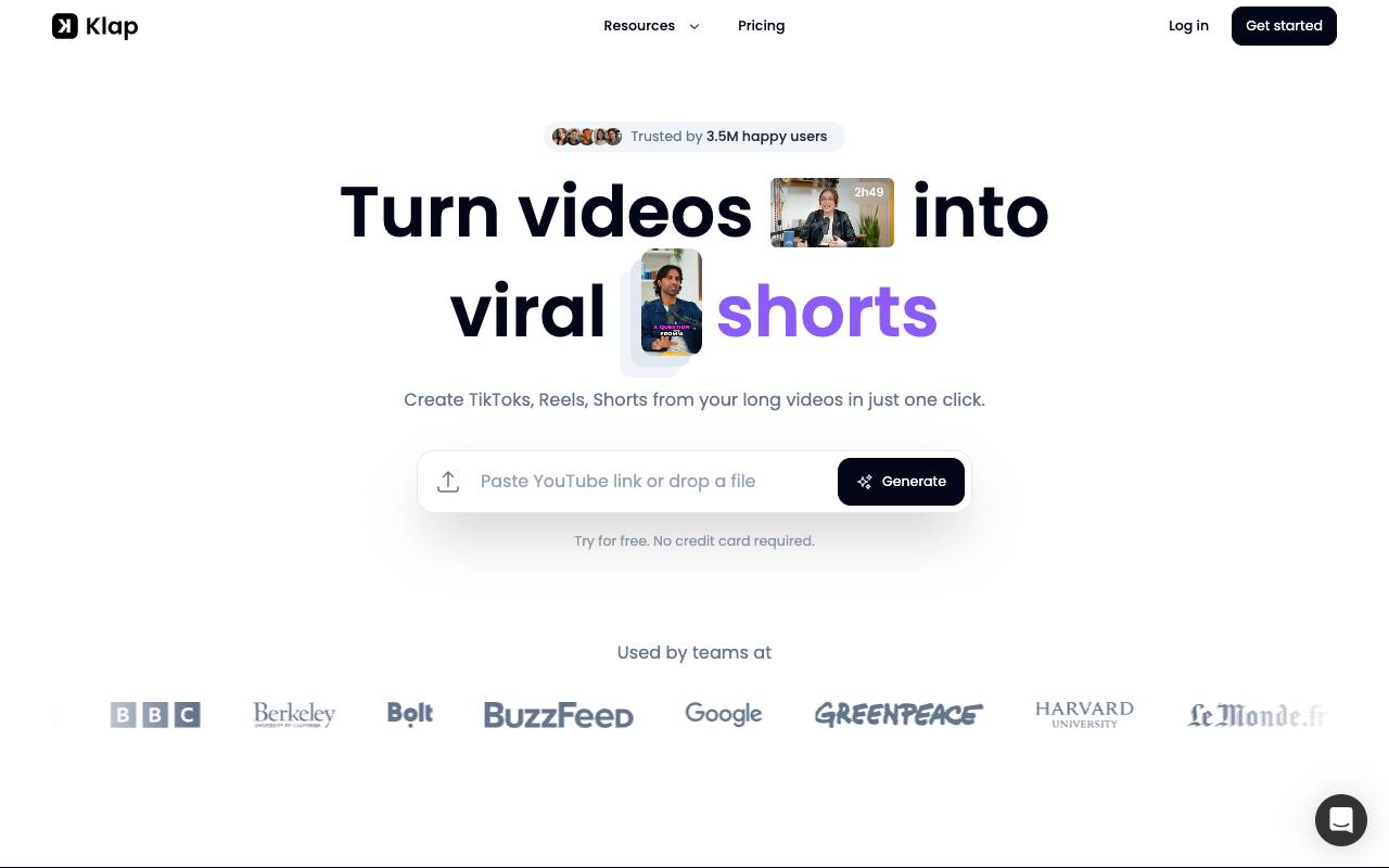 Klap homepage