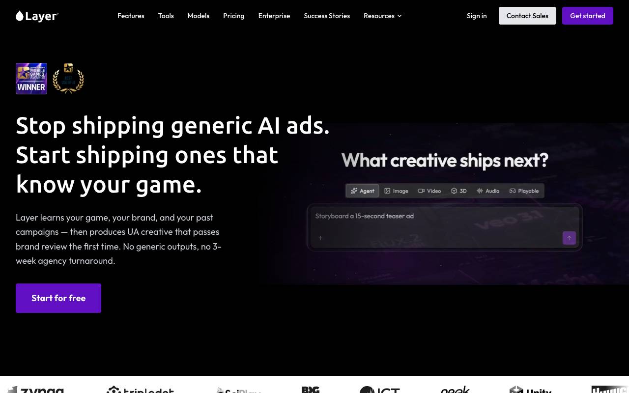 Layer AI homepage