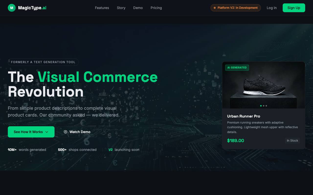 Magic Type AI homepage