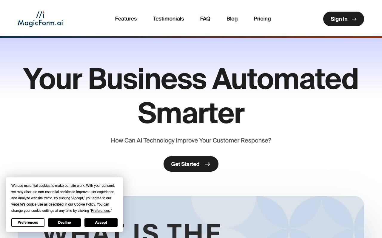 MagicForm AI homepage
