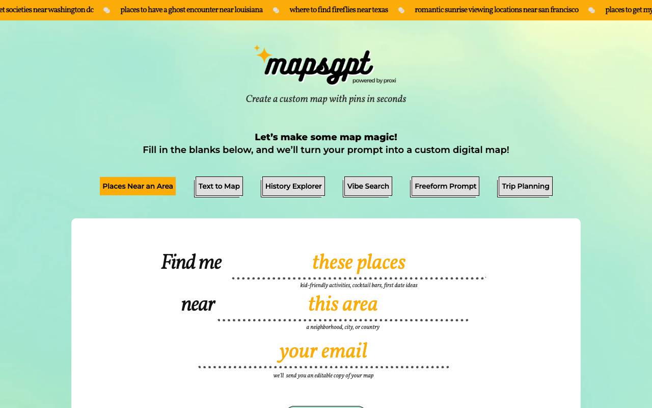 Maps GPT homepage