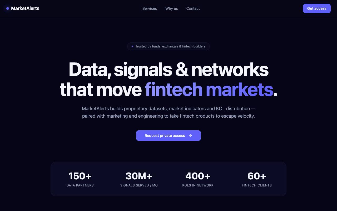 MarketAlerts.ai homepage