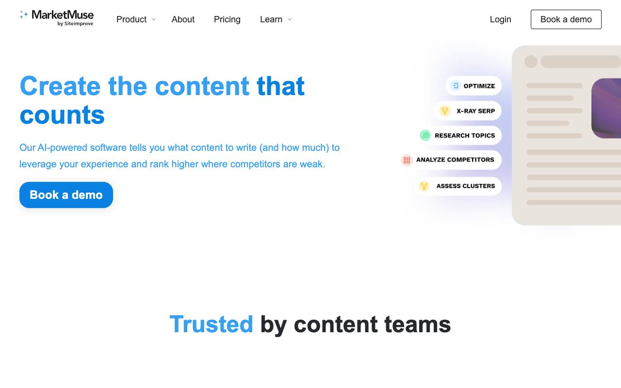 MarketMuse homepage