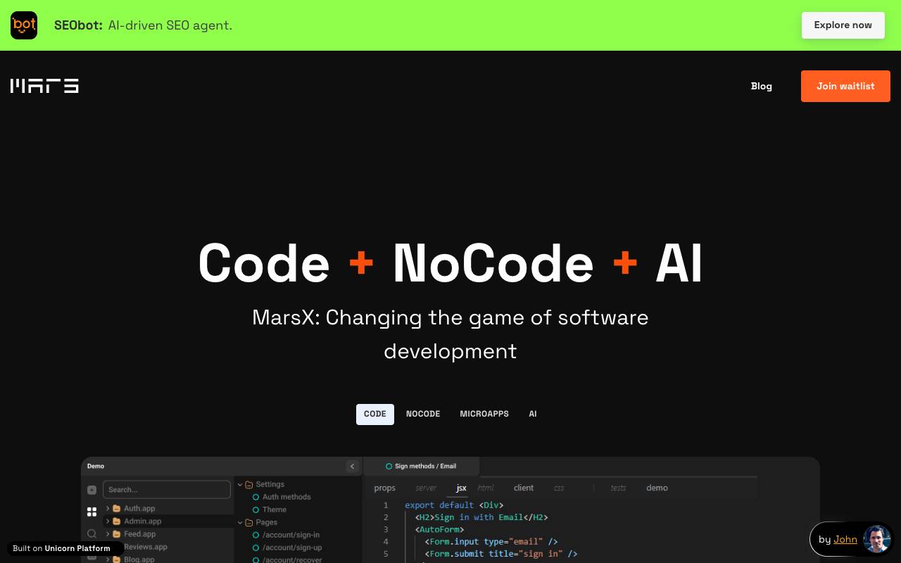 MarsX homepage