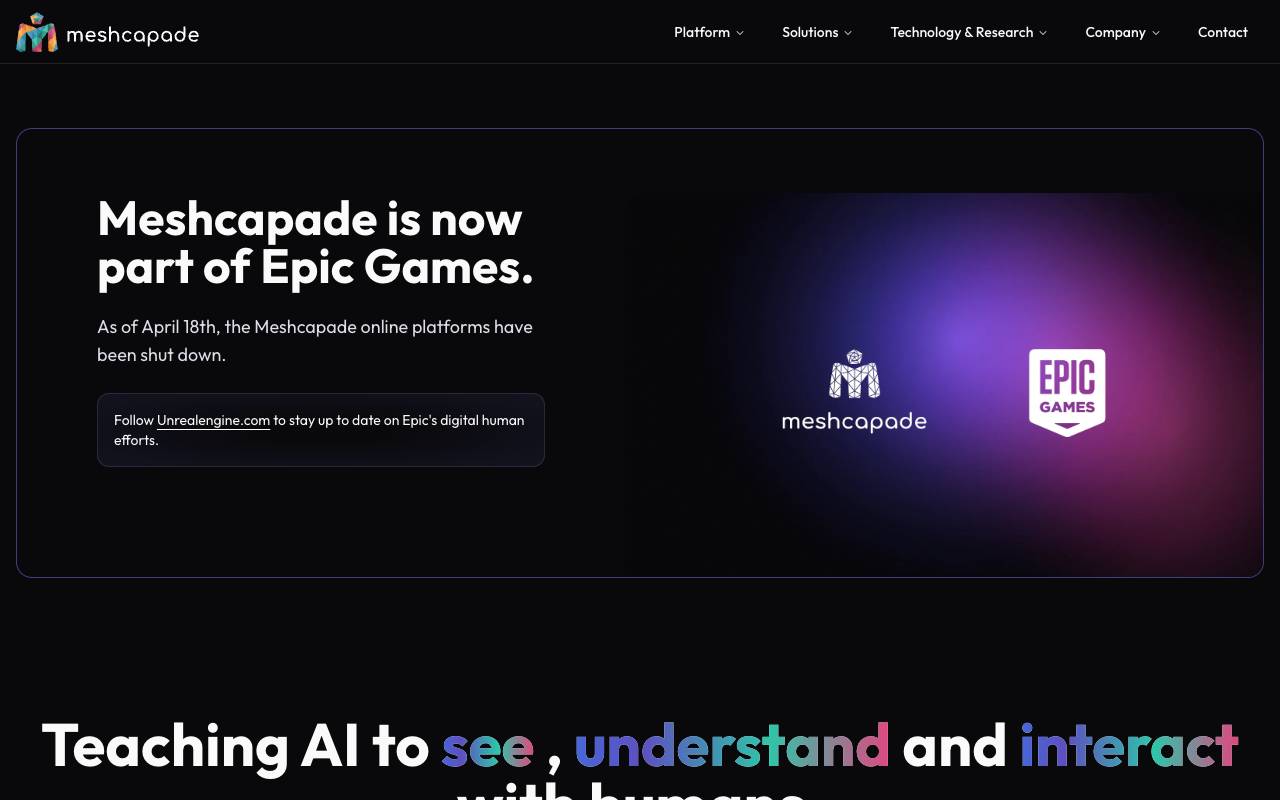 Meshcapade homepage