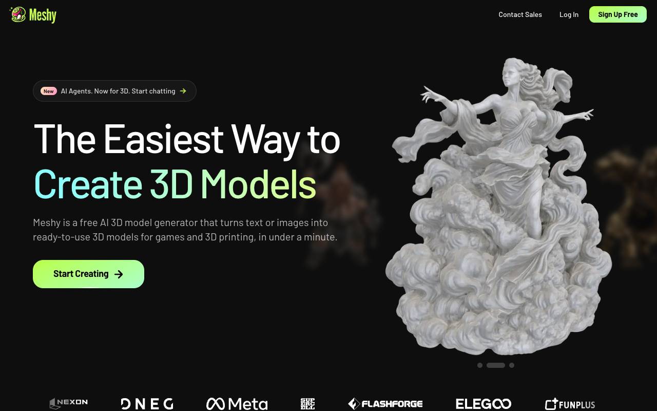 Meshy homepage