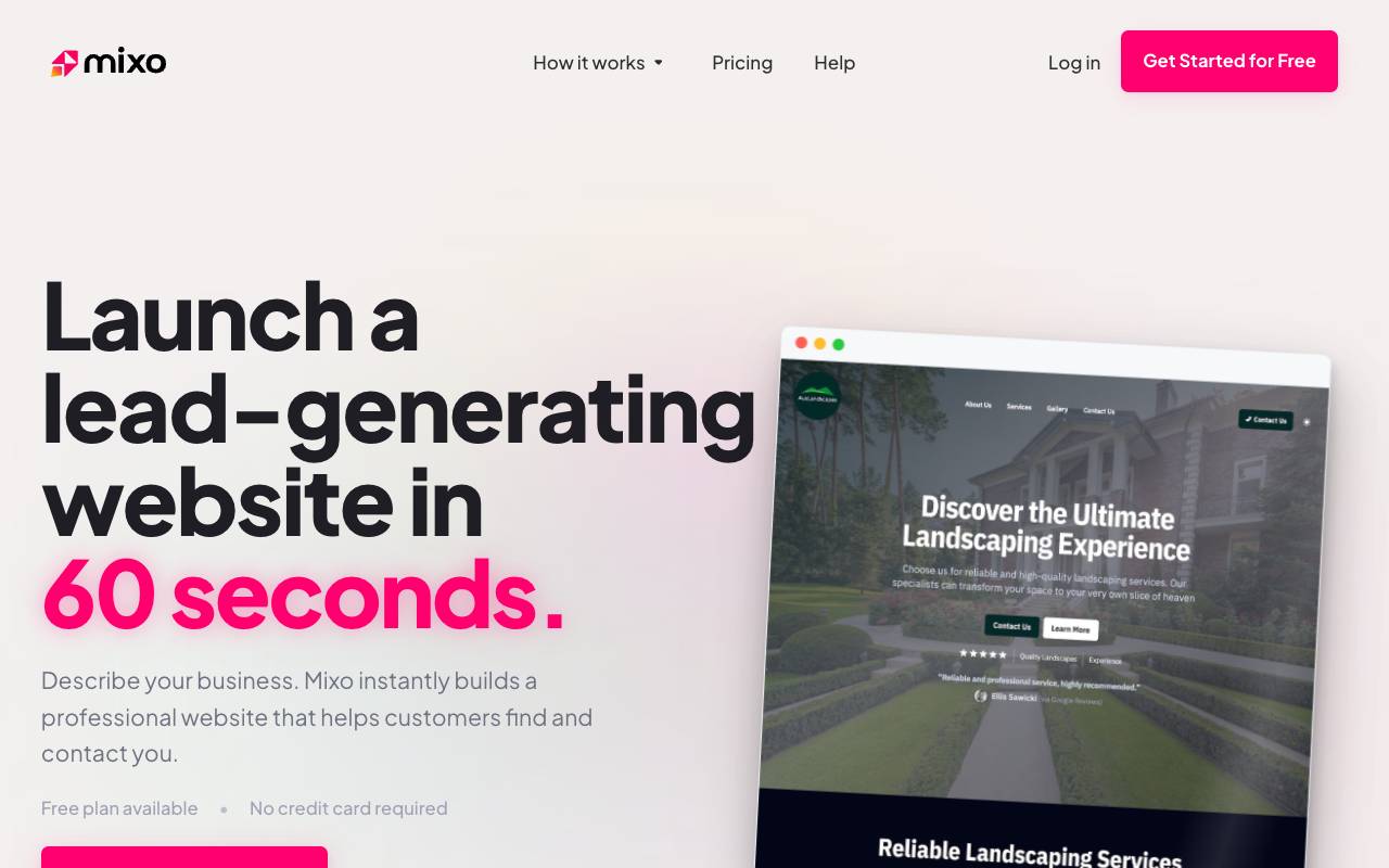 Mixo homepage