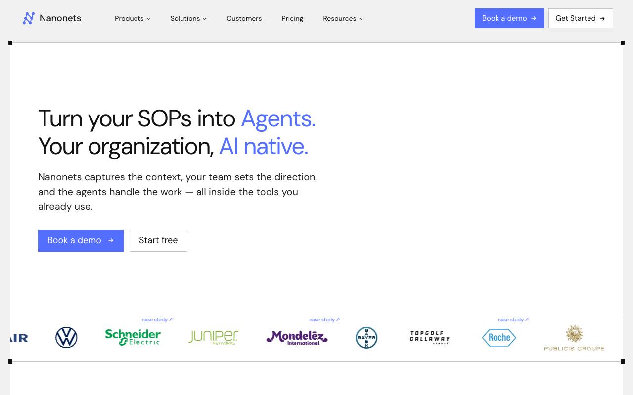 Nanonets homepage