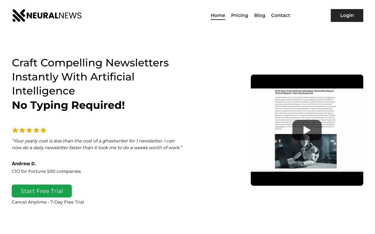 Neural Newsletters homepage