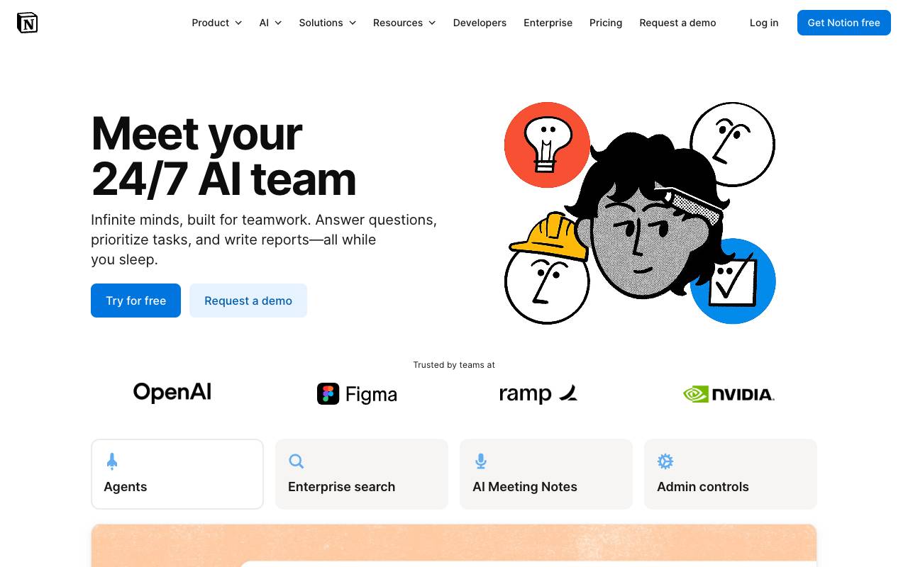 Notion AI homepage